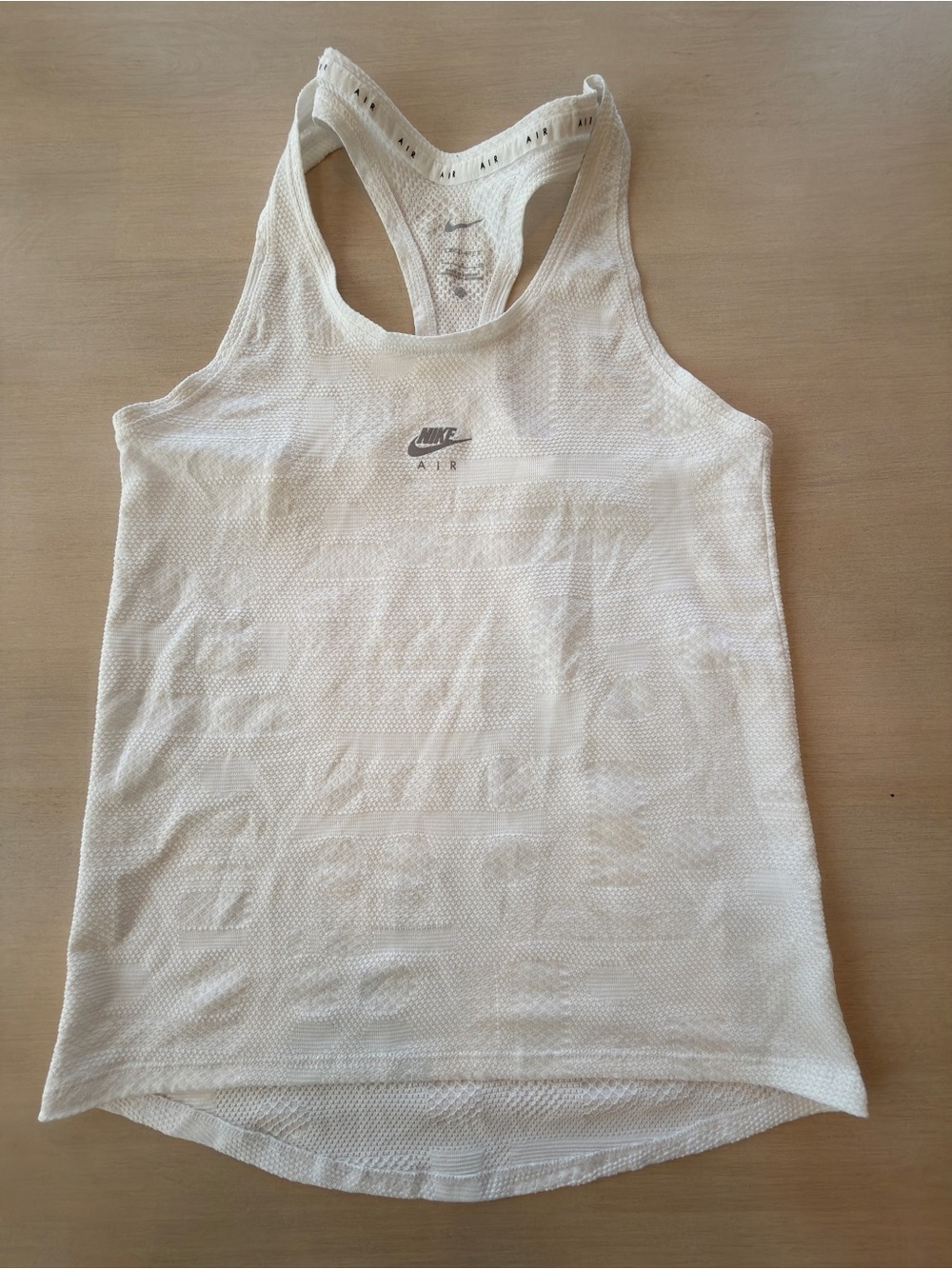 Nike White Racerback Mesh Training Tank with Nike Air Logo - Small